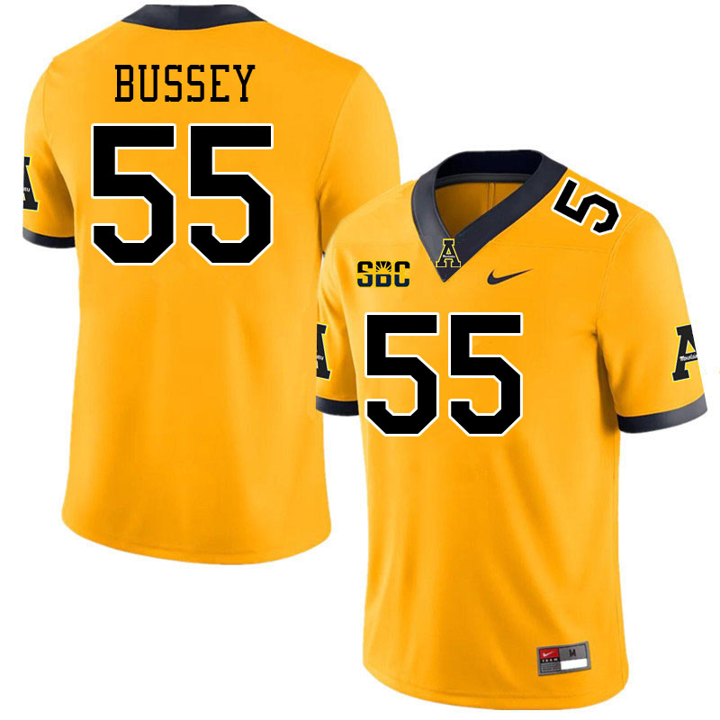 Men #55 Jackson Bussey Appalachian State Mountaineers College Football Jerseys Stitched-Gold